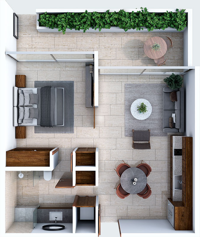 1 recámara con terraza